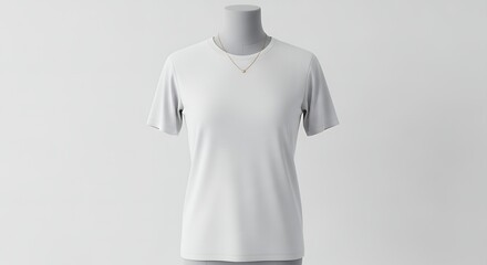 T-shirt Displayed on Mannequin Wearing Necklace Front View