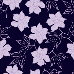textile design with beautiful silhouette flowers pattern image
