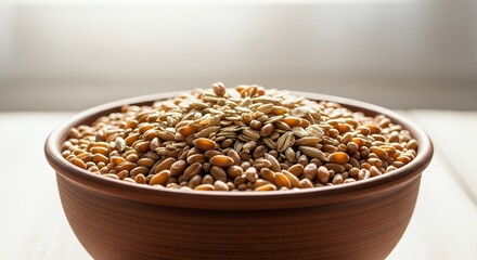Wheat Kernels in Bowl Close-up Agriculture Harvest Concept