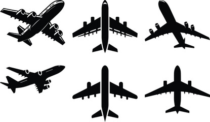 Airplane bundle silhouette icon vector art