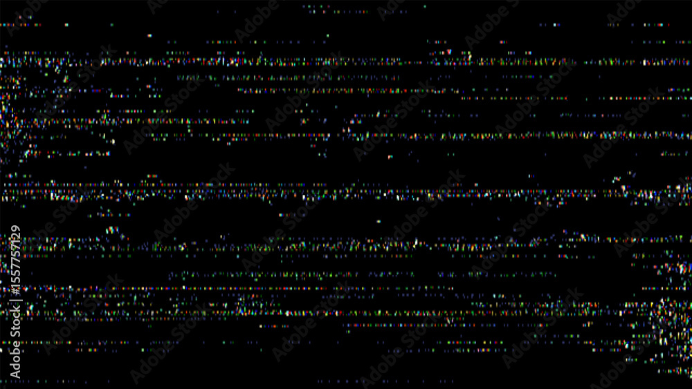 Poster Abstract digital noise pattern with color distortion. Glitch effect from an old VHS video. Screen error texture for background design.