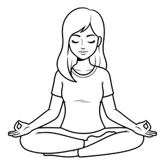 Woman sitting in lotus pose practicing yoga and meditation peacefully with mindfulness