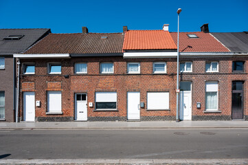 Modest houses in a row in Mechelen, Antwerp Province, Belgium