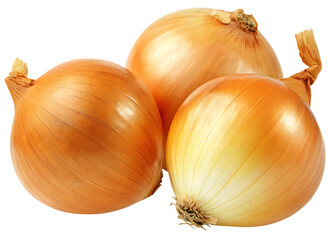  three fresh yellow onion  isolated on white background PNG, AI GENERATED