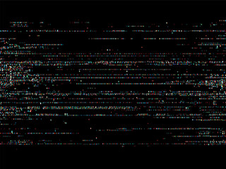 Abstract vhs video noise glitch vector background. Damaged analog screen effect. Pixel distorted texture for media display design.