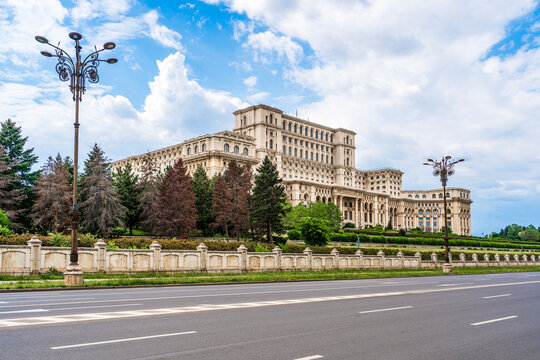 Bucharest, Romania: Palace of Parliament or People's House built during Nicolae Ceausescu regimen as hte second largest building in the world