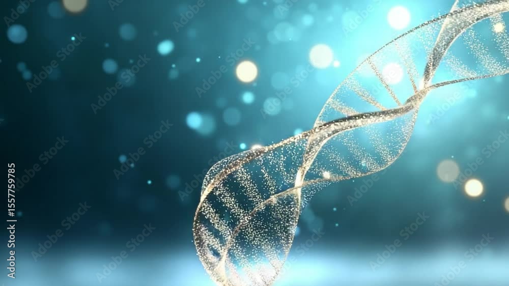 Aufkleber DNA strand revealing science: A captivating, glowing representation of a DNA double helix floats gracefully against a backdrop of ethereal bokeh lights, embodying the essence of the science. 