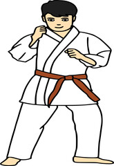 Karate kid with brown belt 