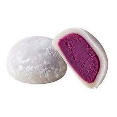 Naklejka premium Delicious japanese mochi dessert with purple yam filling sweet rice cake daifuku asian treat confectionery food