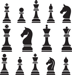 Chess pieces king queen knight bishop pawn vector