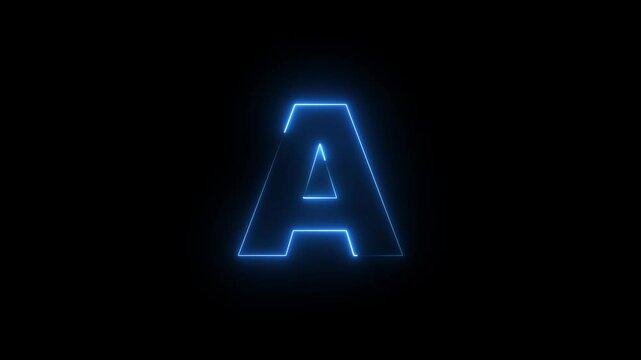 Neon Letter A icon  on Black Background.