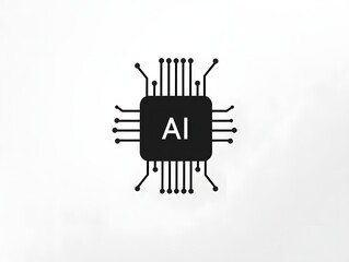 AI Microchip Circuit Board: Minimalist Tech Icon