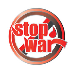 STOP WAR design with typography illustration and bloody symbol isolated on white background