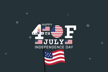 Elegant Fourth of July Design with Patriotic Icons and Flag