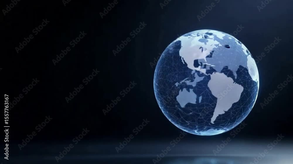 Aufkleber Global Connectivity: A stunning digital rendering of planet earth, with its continents and oceans subtly illuminated, symbolizes the interconnectedness of the world in a captivating display.