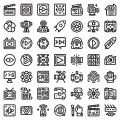 Set of 49 Outline Icons Related to Video Production and Multimedia vol4 vector art in Adobe Illustrator Artwork