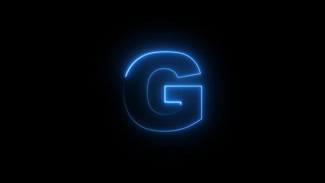 Neon Letter G icon  on Black Background.