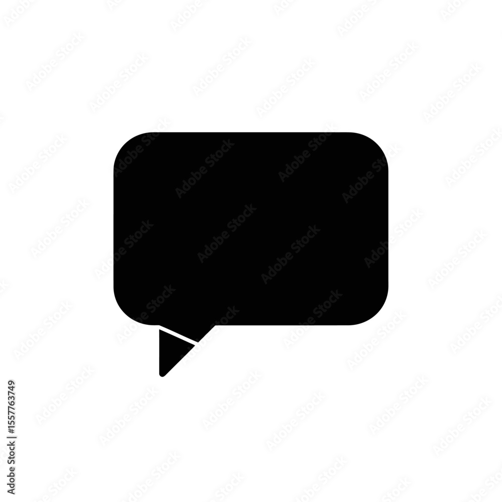 Poster a simple black speech bubble with a triangular pointer on a white background in a minimalist style