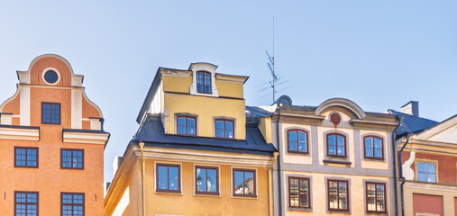 Iconic colorful buildings at Stortorget square in Stockholm’s Old Town