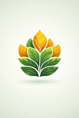Abstract design of layered leaves in green and yellow