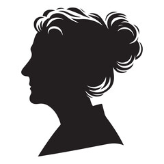 Elegant Silhouette Portrait of an Older Woman Vector Illustration
