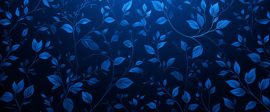 abstract dark royal blue gradient minimalist floral theme seamless dense pattern flowers in dark blue background, dark and light playing in harmony, golden touch on the edges of the petals,majestic, 