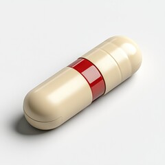 Beige and red capsule pill