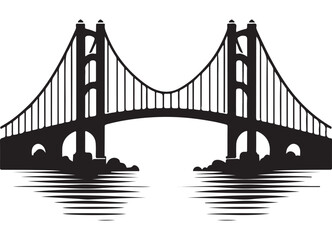 Golden Gate Bridge Silhouette Iconic San Francisco Landmark Illustration