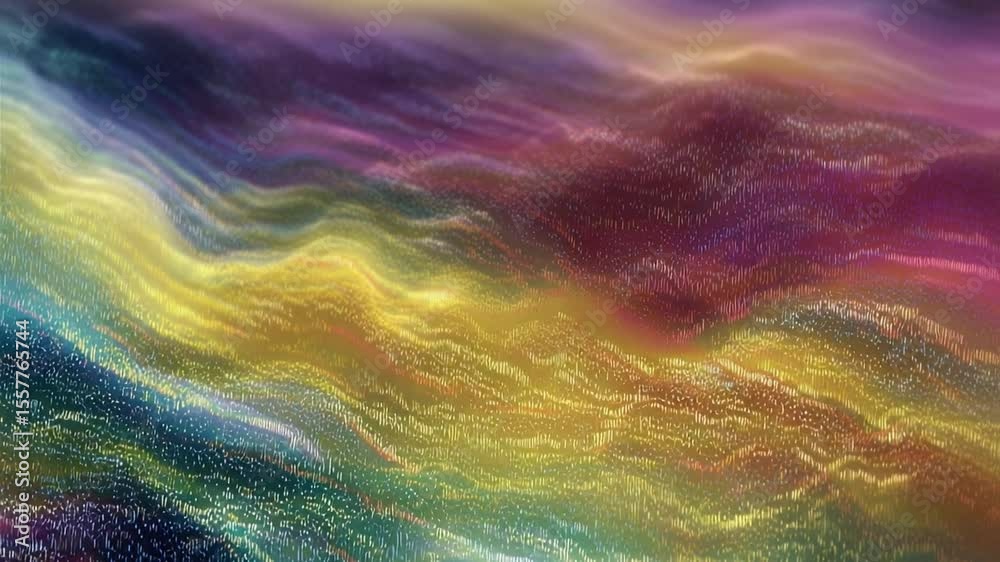 Poster Chromatic River: An abstract and mesmerizing artwork presents a river of color, seamlessly blending multiple hues into an awe-inspiring display of visual artistry and fluid form. 