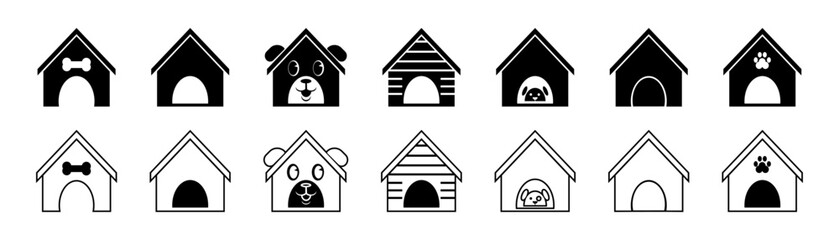Doghouse icon set. Vector illustration