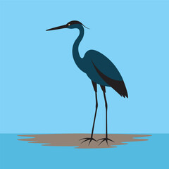 Heron Silhouette In Marsh Wetland