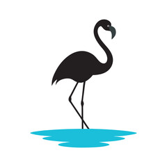 Naklejka premium Flamingo Standing On One Leg Silhouette