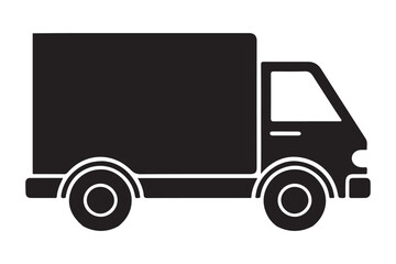 Black Delivery Truck Silhouette Vector for Logistics Transportation Services