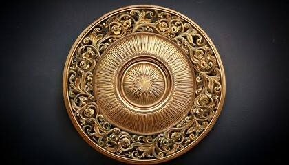 Obraz premium a circular ornate gold frame with intricate floral details