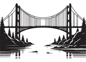 Suspension Bridge Vector Illustration Perfect For Landscape Travel