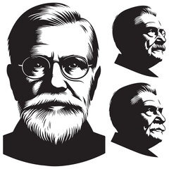 Carl Jung Portrait Illustration Psychology Theorist Artwork Vector Design