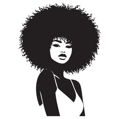 Silhouette Portrait of an Afro Haired Woman Vector Illustration Design