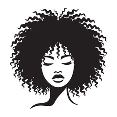 Beautiful Woman Afro Silhouette Illustration With Closed Eyes Design