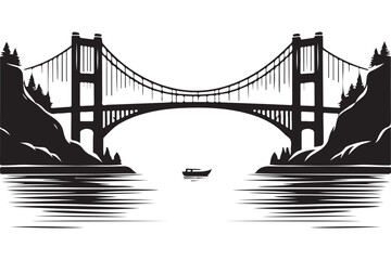 Golden Gate Bridge San Francisco Vector Illustration California Landmark