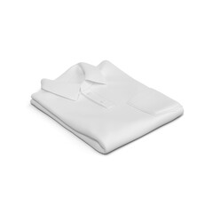 Neatly Folded White Polo Shirt on White Background