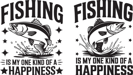 Fishing typography t shirt design with Fishing vector, Fishing quotes. Black and White Vector Illustration.