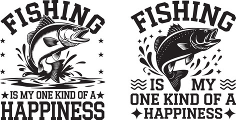 Fishing typography t shirt design with Fishing vector, Fishing quotes. Black and White Vector Illustration.