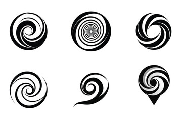 Abstract Spiral Swirl Logo Collection in Black and White Style