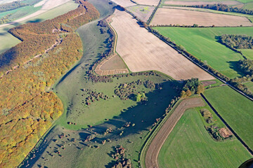 Aerial view of the fields in Wiltshire	
