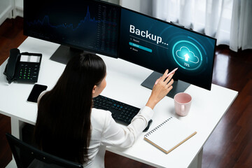 Backup Storage Data Internet Technology Business concept. Database storage cloud technology file...