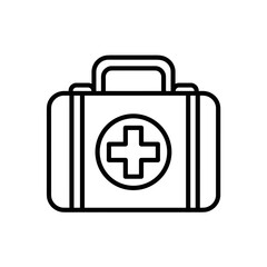 Fototapeta premium Medical first aid kit icon in simple line art style 