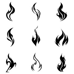 Set of fire flame icons vector illustration with burning heat and danger symbols