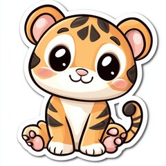 Adorable Cartoon Tiger: Whimsical Design in Child-Friendly Bright Colors Art
