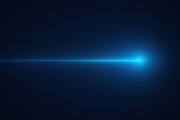 Bright blue light beam emanating from a point on a dark navy blue abstract background