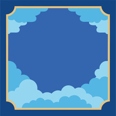 Vector art of square frame with clouds against a blue background